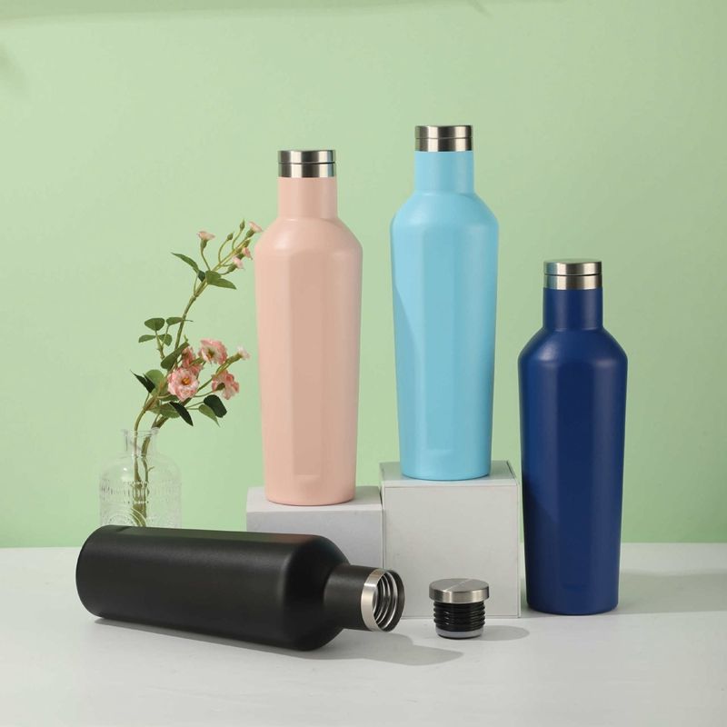 Stainless Steel Vacuum Insulated Thermal Wine Bottle with Screw-On Cap