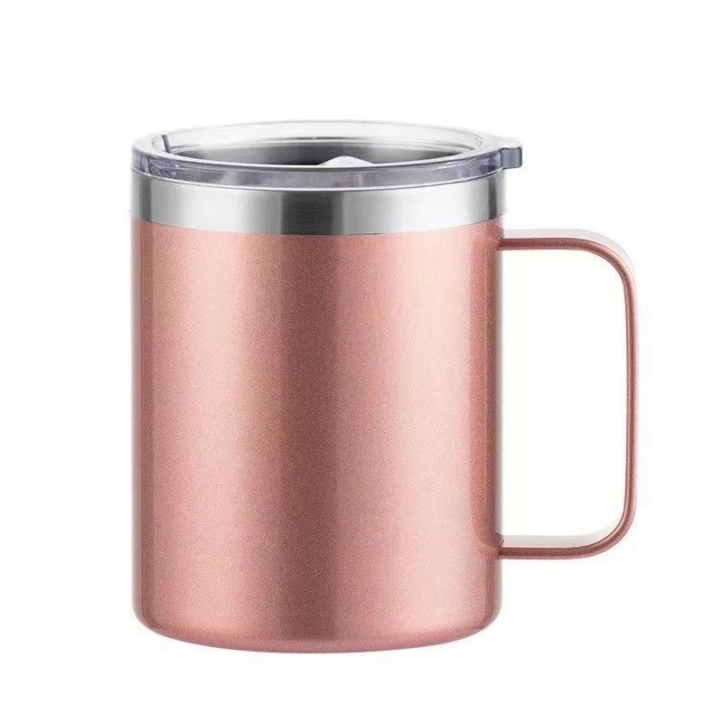 Double Wall Stainless Steel Vacuum Insulated 12 oz Coffee Mug with Handle and Lid