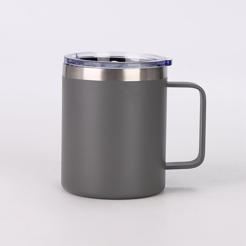 Double Wall Stainless Steel Vacuum Insulated 12 oz Coffee Mug with Handle and Lid