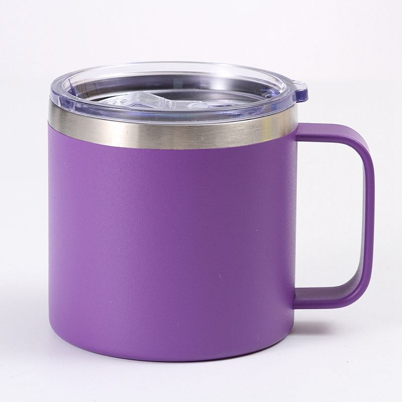 Double Wall Stainless Steel Vacuum Insulated 14 oz Coffee Mug with Handle and Lid