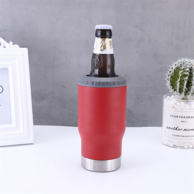 14oz 4 in 1 Stainless Steel Can Cooler Beer Bottle Insulator With 2 Lids