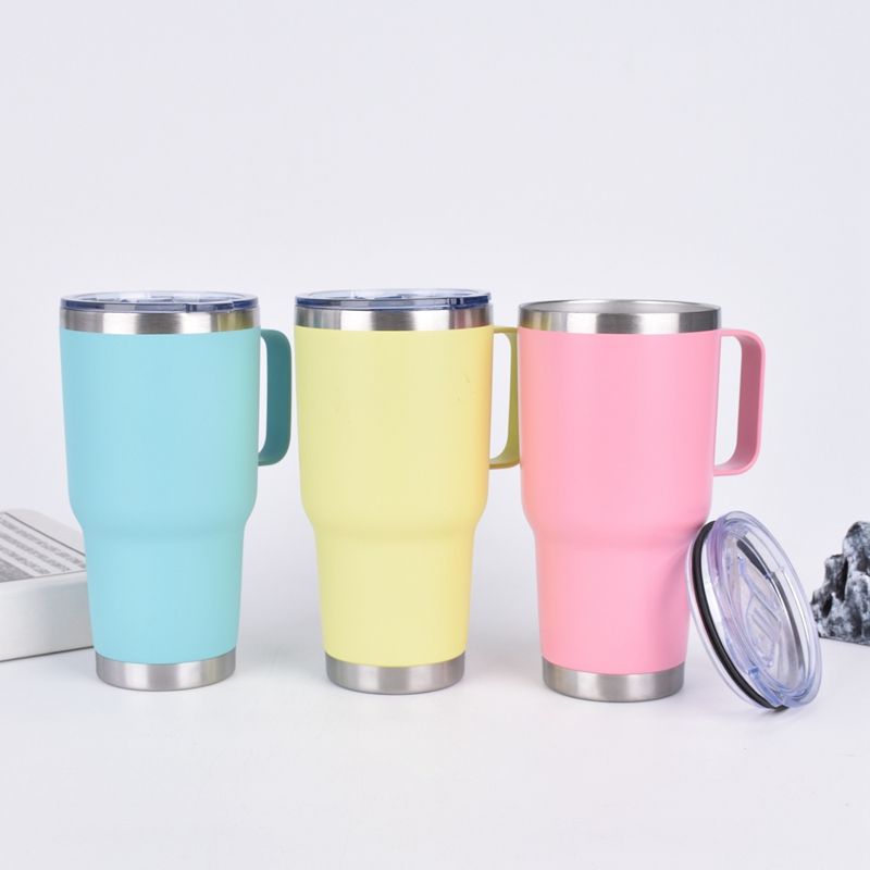 30 oz Insulated Travel Coffee Mug with Handle and Lid