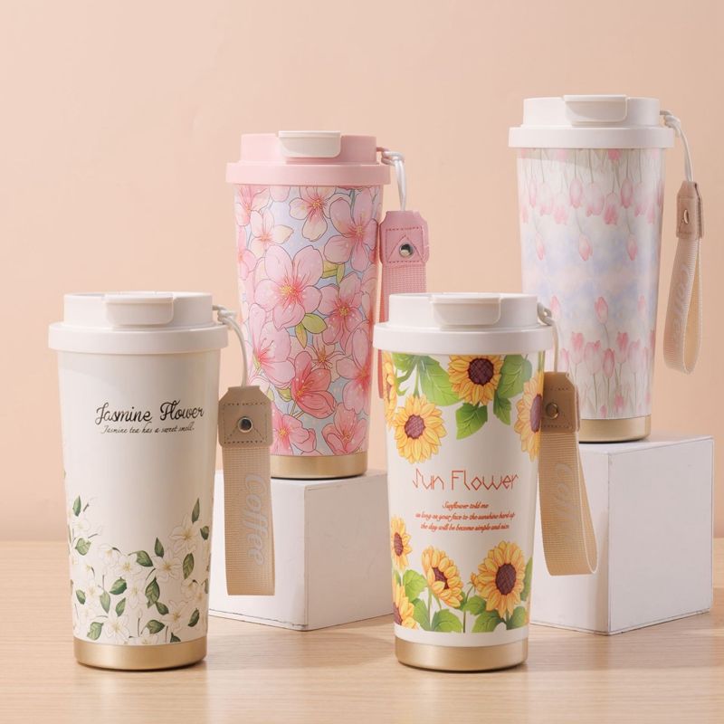 500ml Insulated Tumbler with Lid Straw And Handle