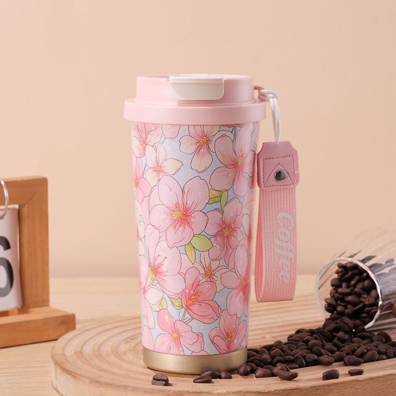 500ml Insulated Tumbler with Lid Straw And Handle