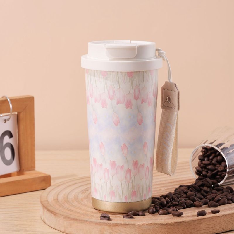 500ml Insulated Tumbler with Lid Straw And Handle