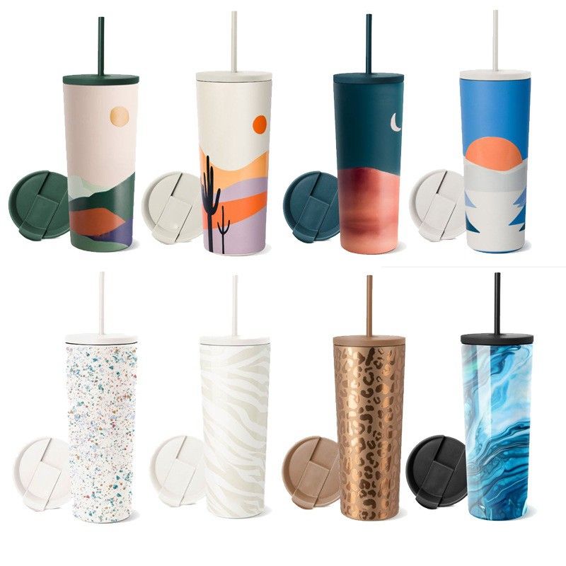 600ml Insulated Tumbler with Lid and Straw