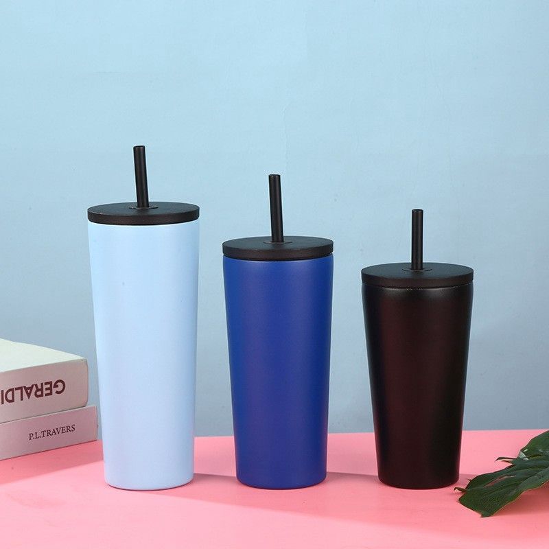 600ml Insulated Tumbler with Lid and Straw