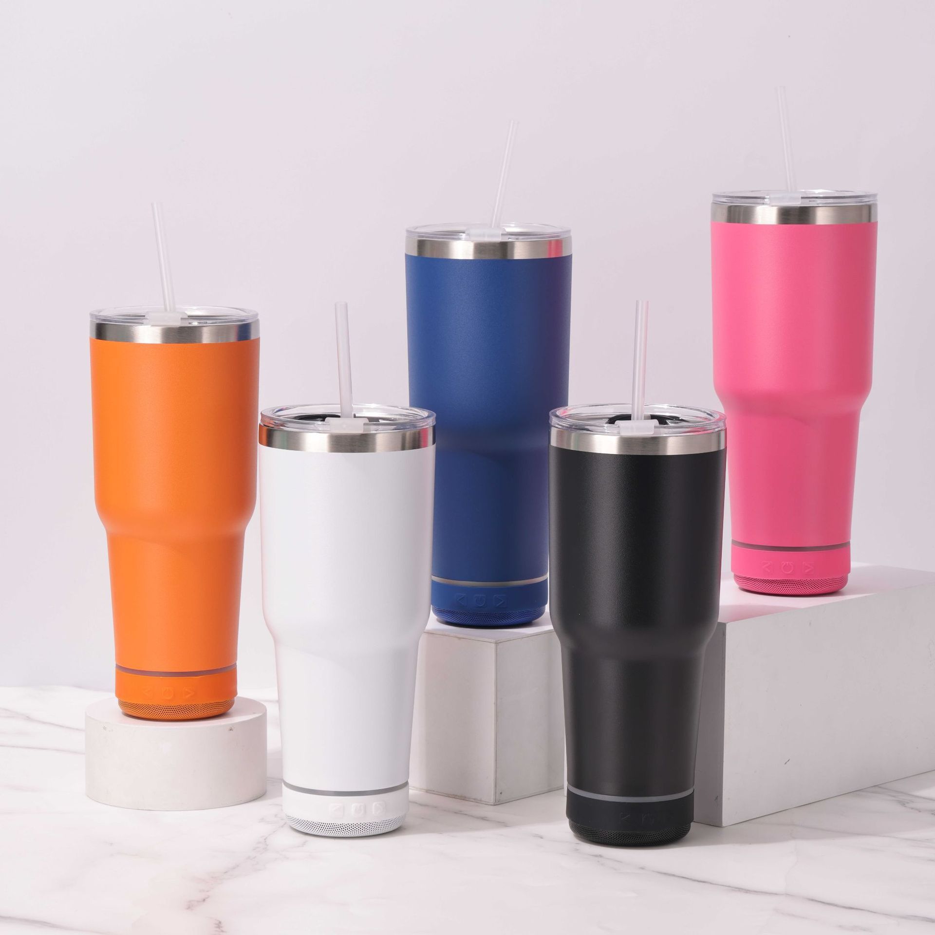 30oz Insulated Car Cup with Built-In Bluetooth Speaker and Customizable Coatings