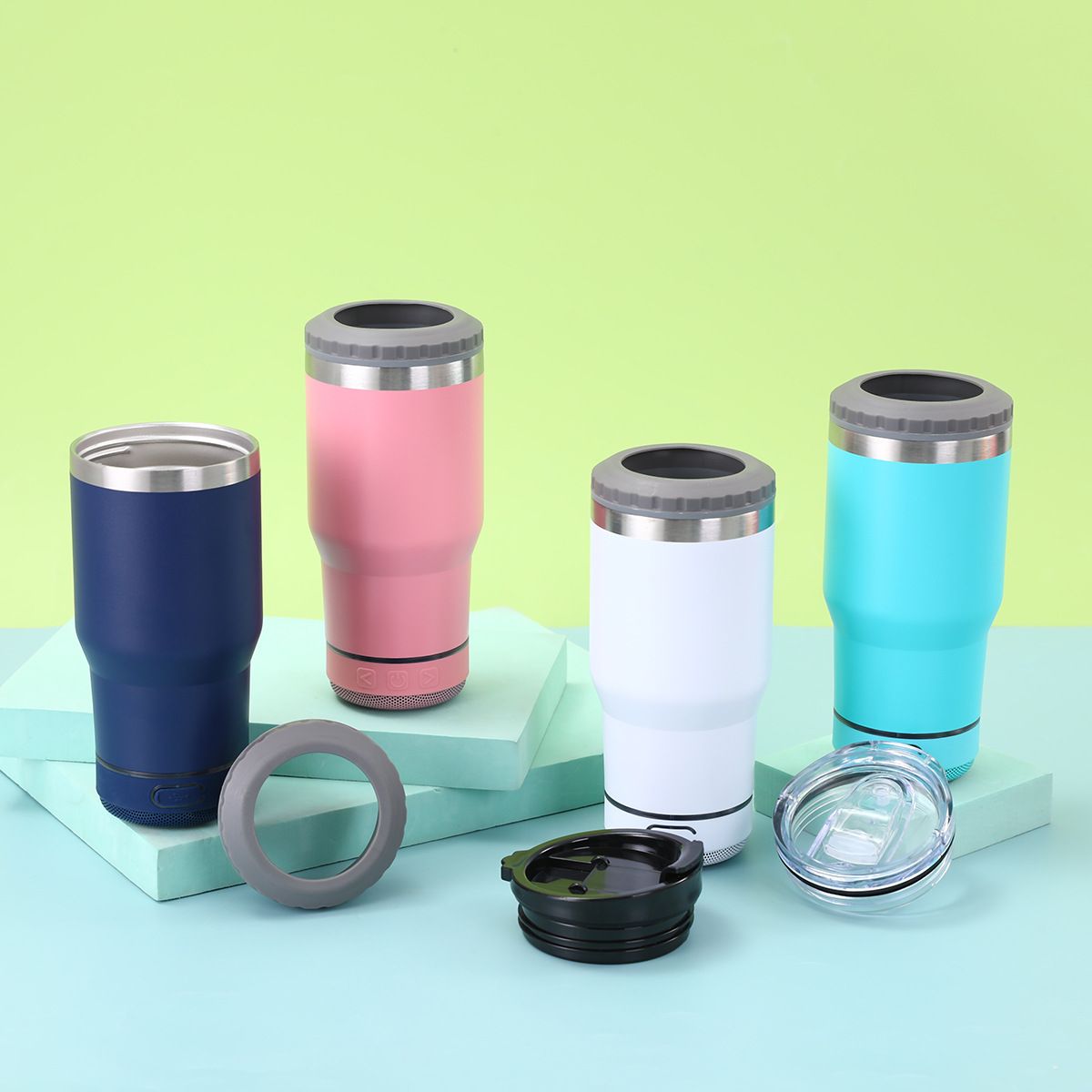 14oz Insulated Can Cooler with Built-in Bluetooth Speaker