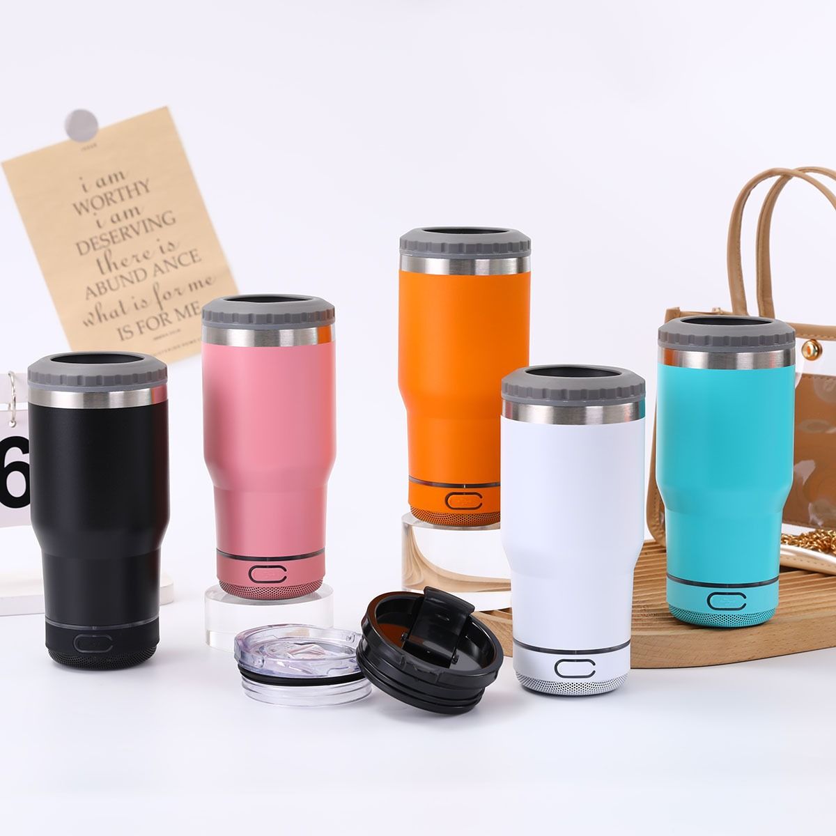 14oz Insulated Can Cooler with Built-in Bluetooth Speaker